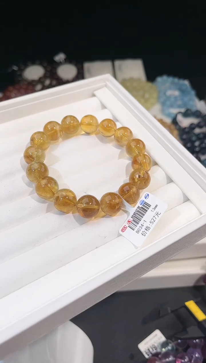 【闪购商品】水晶手链未镶嵌多样性发一黄阿赛13mm