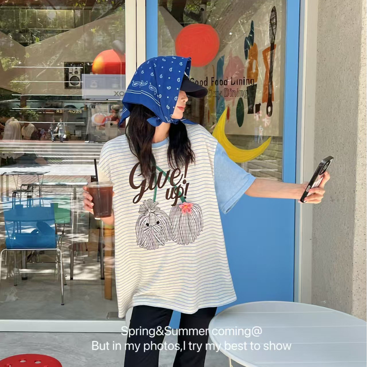 BLX--444（深圳南油）新款设计师款条纹撞色ins风狗狗印花上衣