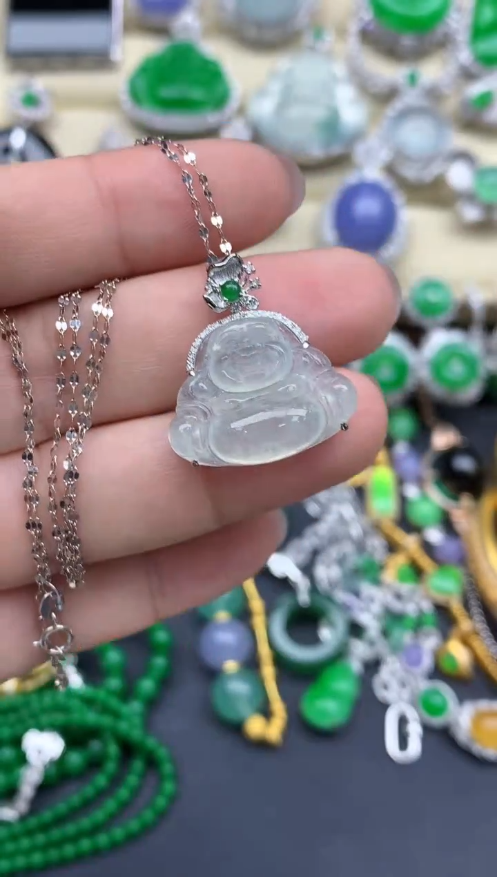 翡翠18K金镶嵌颈饰410-中国好珍宝