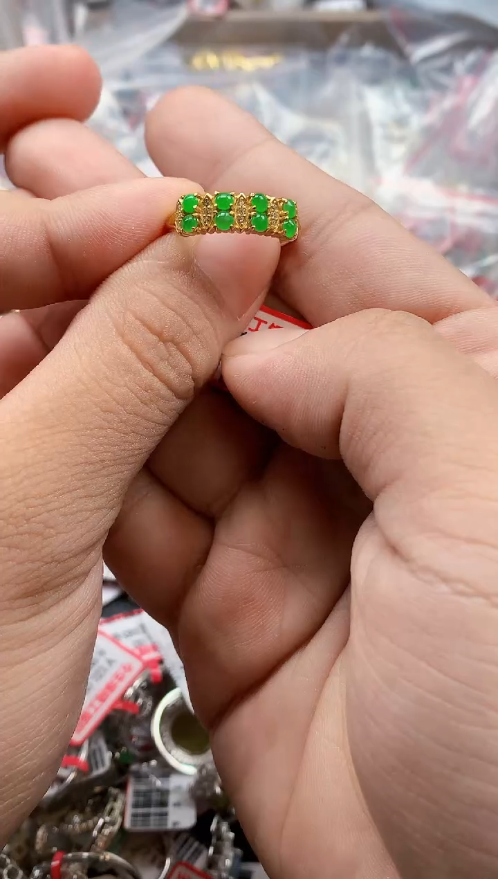 银S925镶嵌戒指翡翠天然A货缅甸翡翠