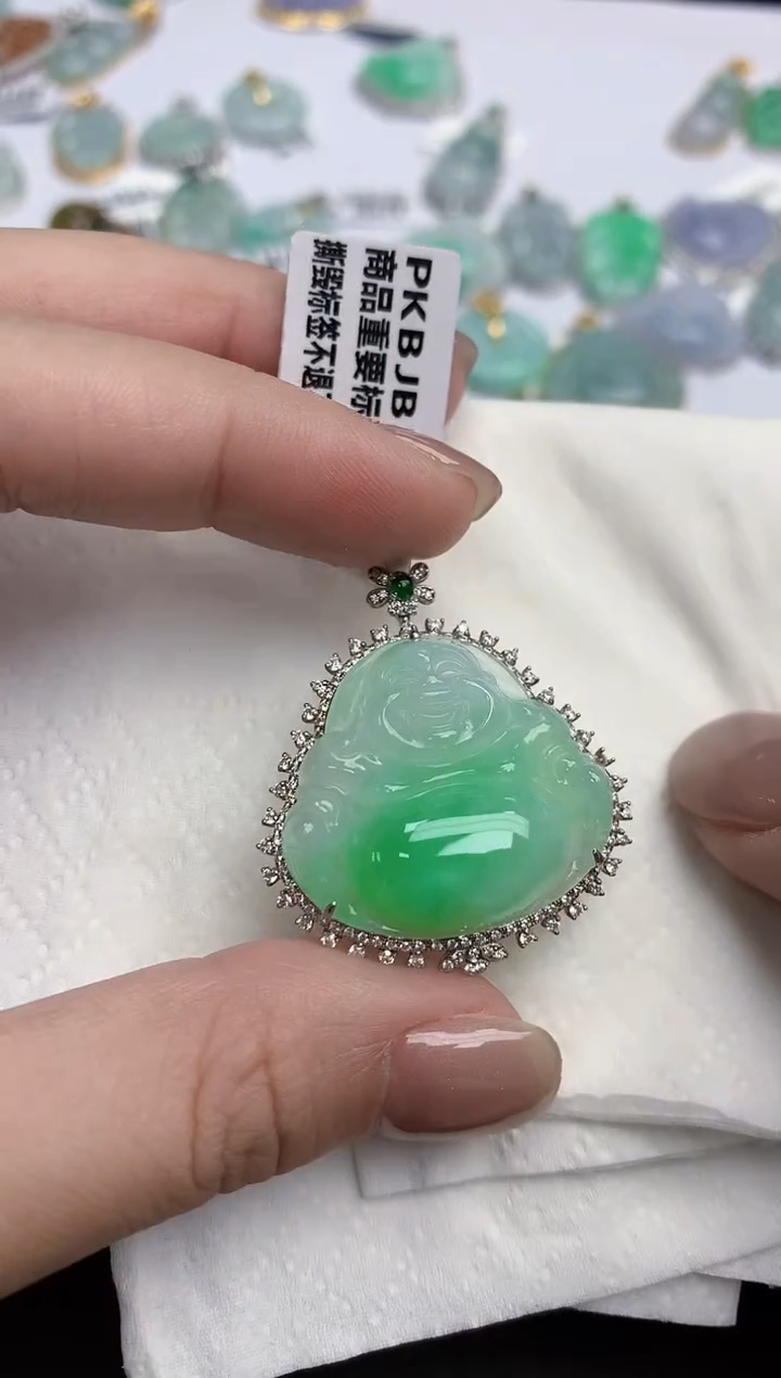 【闪购商品】翡翠颈饰18K金镶嵌天然缅甸翡翠A货