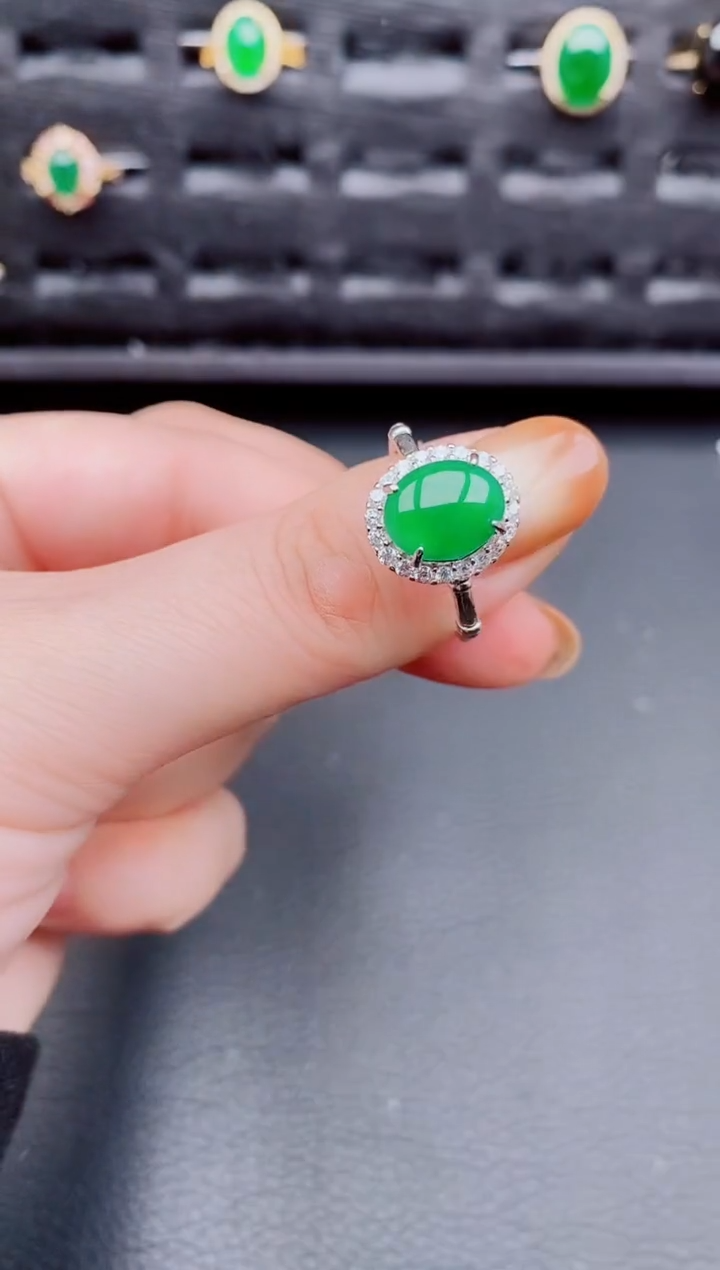 【闪购商品】翡翠戒指银S925镶嵌天然a货翡翠259