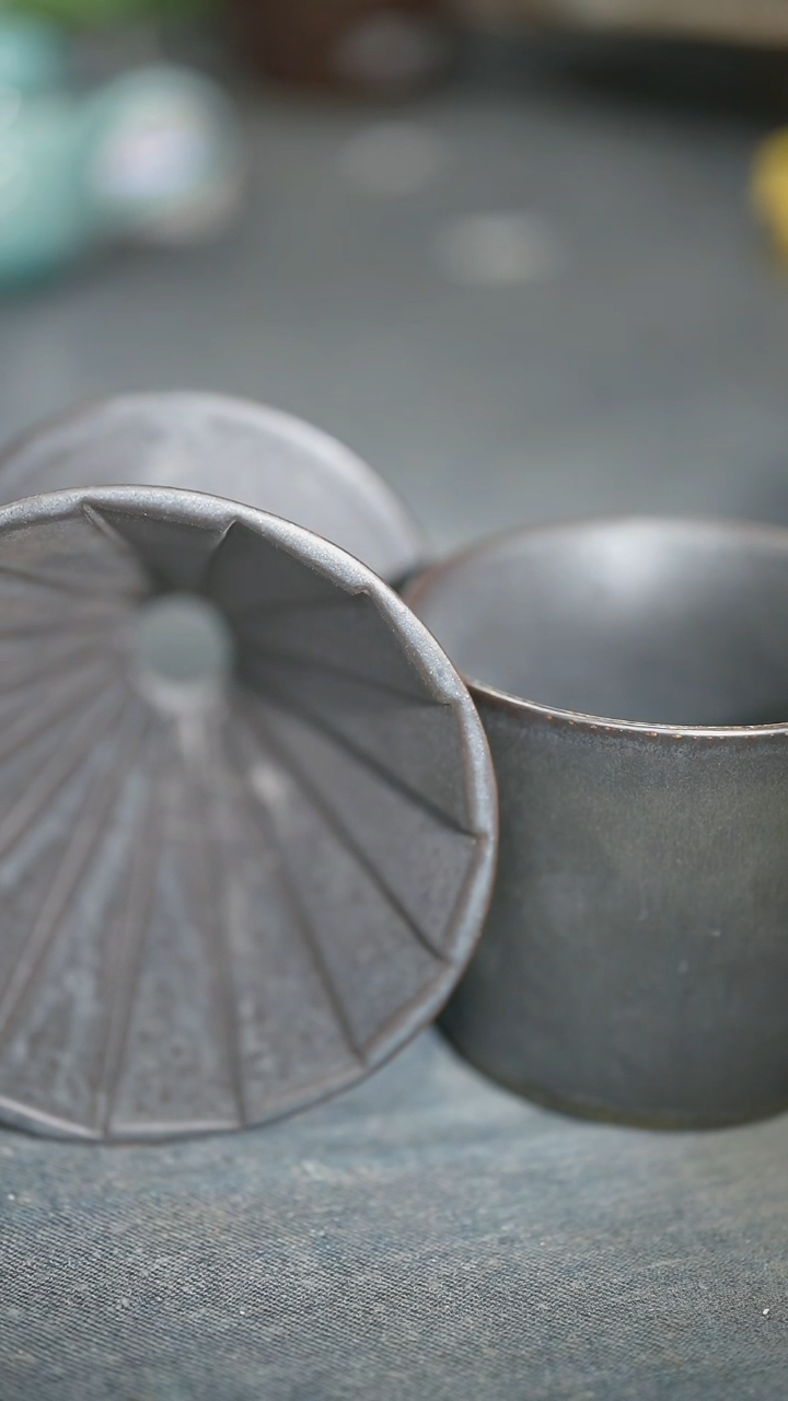 碗浪鬼家釉绘柴烧 咖啡杯