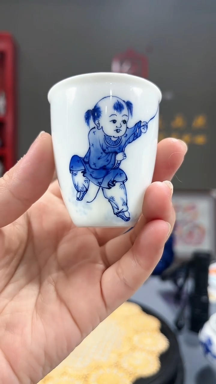 【闪购商品】官窑瓷画院690官窑瓷画院童子主人杯