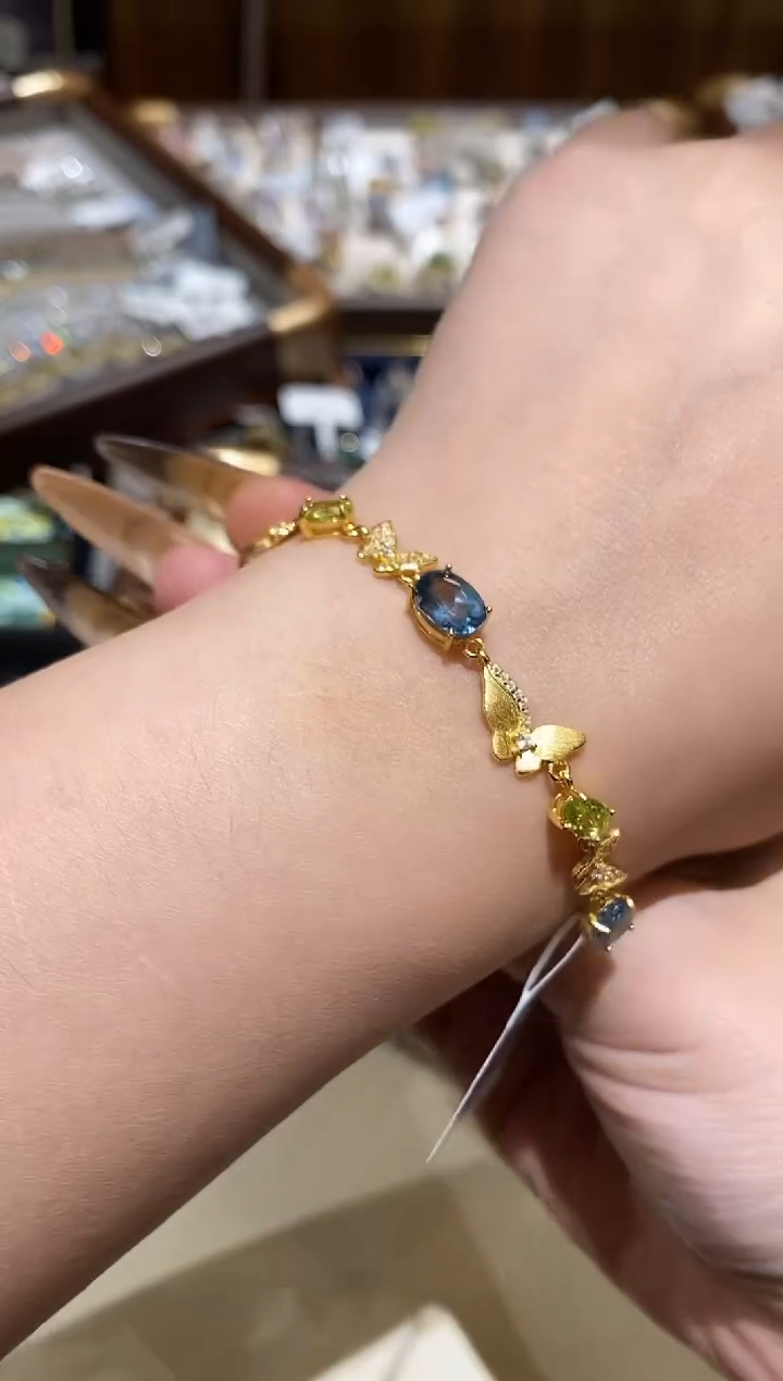 银S925镶嵌托帕石手链楚楚珠宝中古甄选不退换