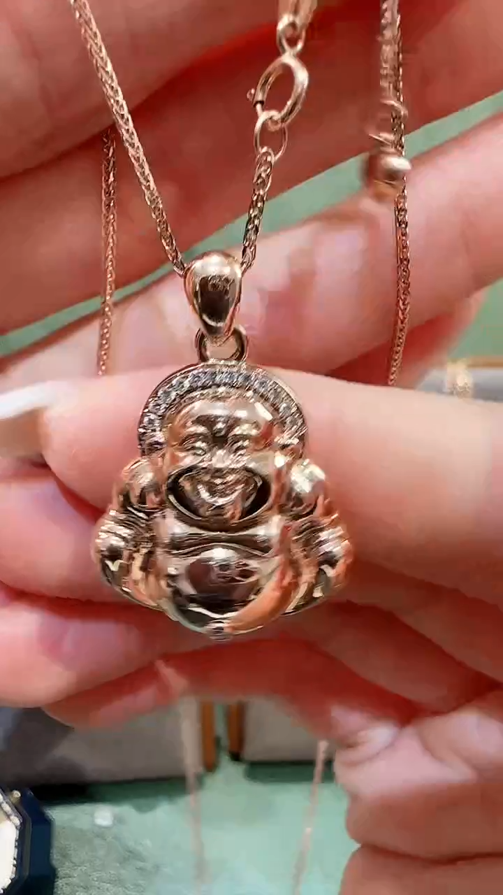 【闪购商品】天然钻石吊坠(不含链)18K金镶嵌18K金钻石佛公吊坠