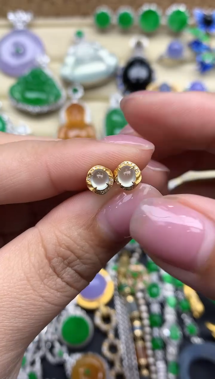 【闪购商品】翡翠耳饰18K金镶嵌417-中国好珍宝