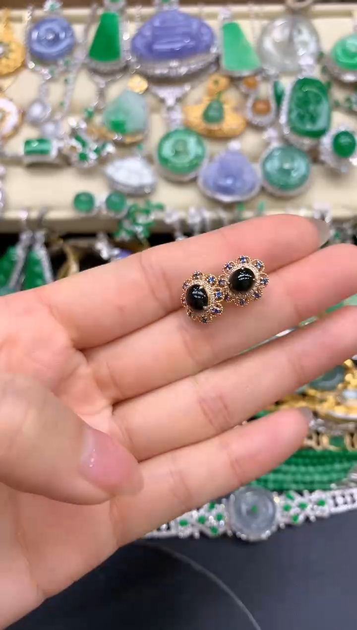 【闪购商品】翡翠耳饰18K金镶嵌378-中国好珍宝