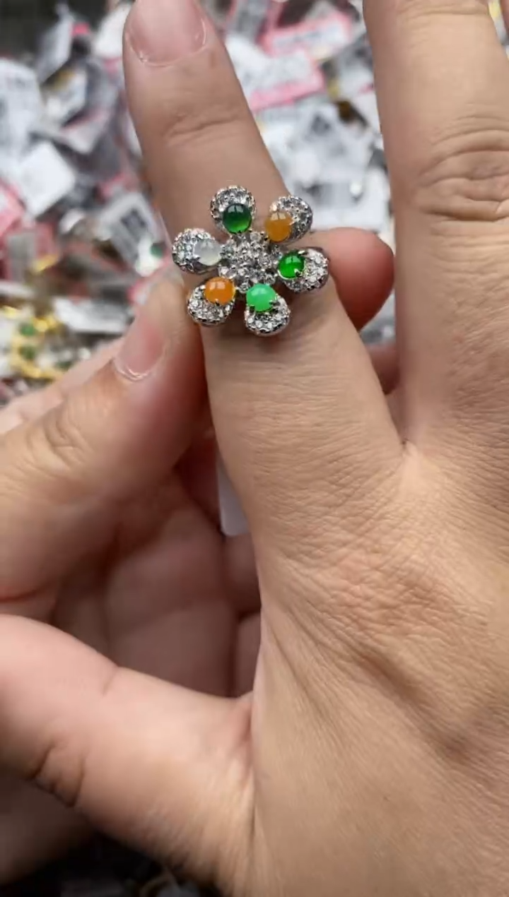 【闪购商品】翡翠戒指银S925镶嵌777777--7