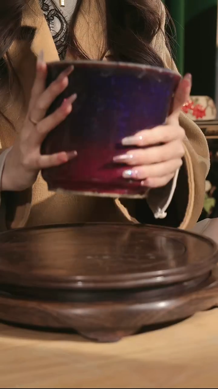 石湾花盆明****3200-6寸直腹金钟盆-渐变色