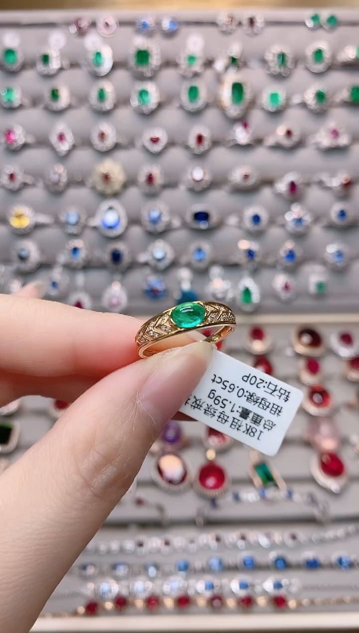 【闪购商品】祖母绿18K金戒指18K金镶嵌.
