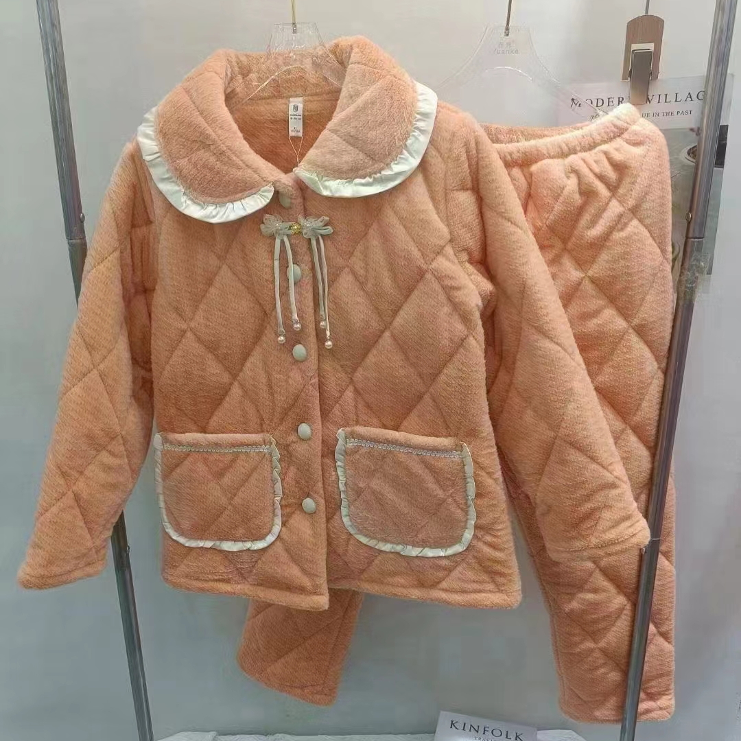 80094省服冬季加厚套装时尚加绒睡袍家居服套装