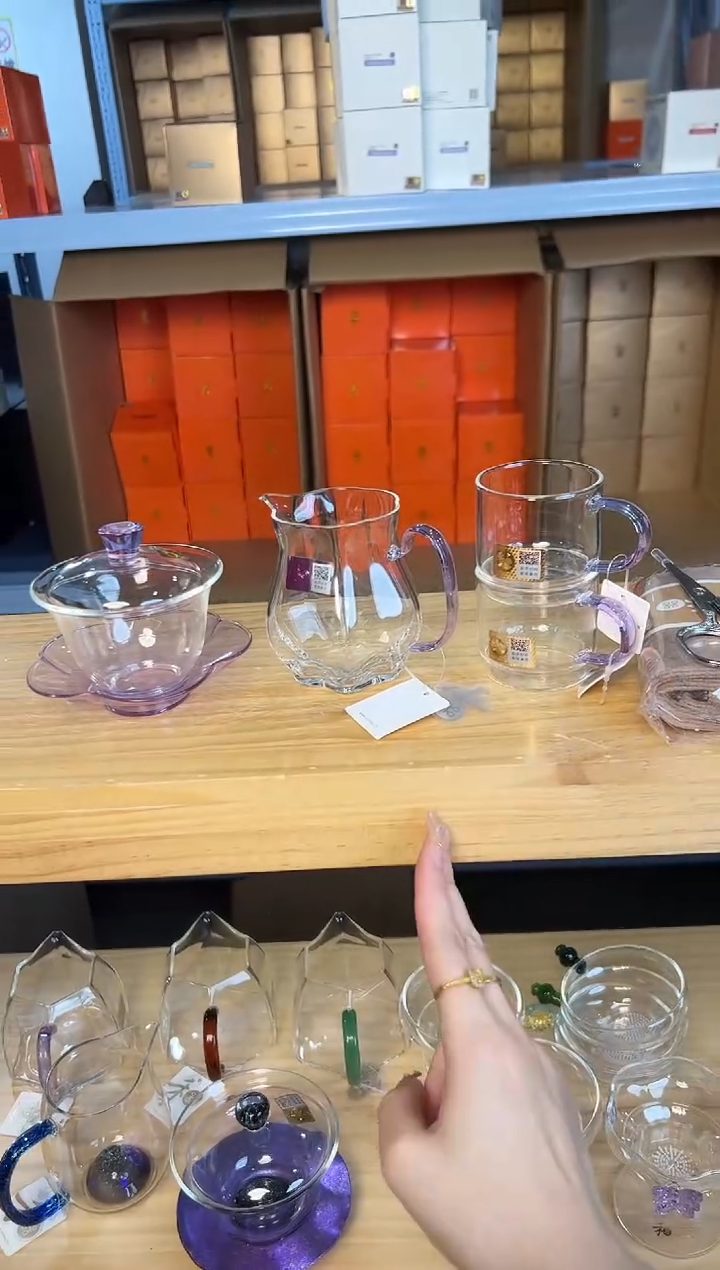 咏荷+颂妍+逸杯一对 浅紫+茶剪+茶巾