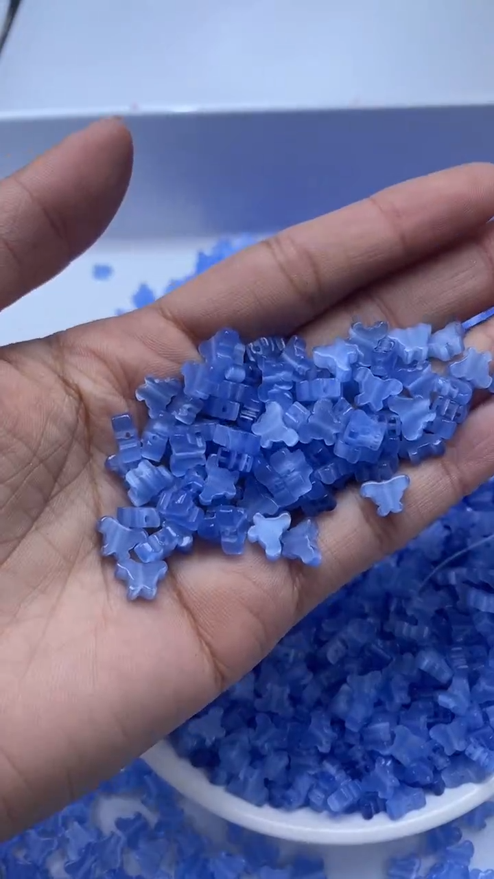 颈饰未镶嵌石英岩玉W2534-蓝色猫眼蝴蝶8mm*10颗