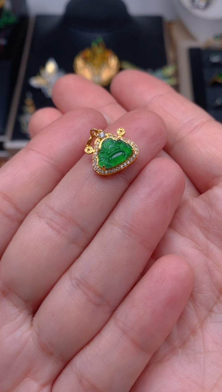 【闪购商品】翡翠吊坠(不含链)银S925镶嵌佛公