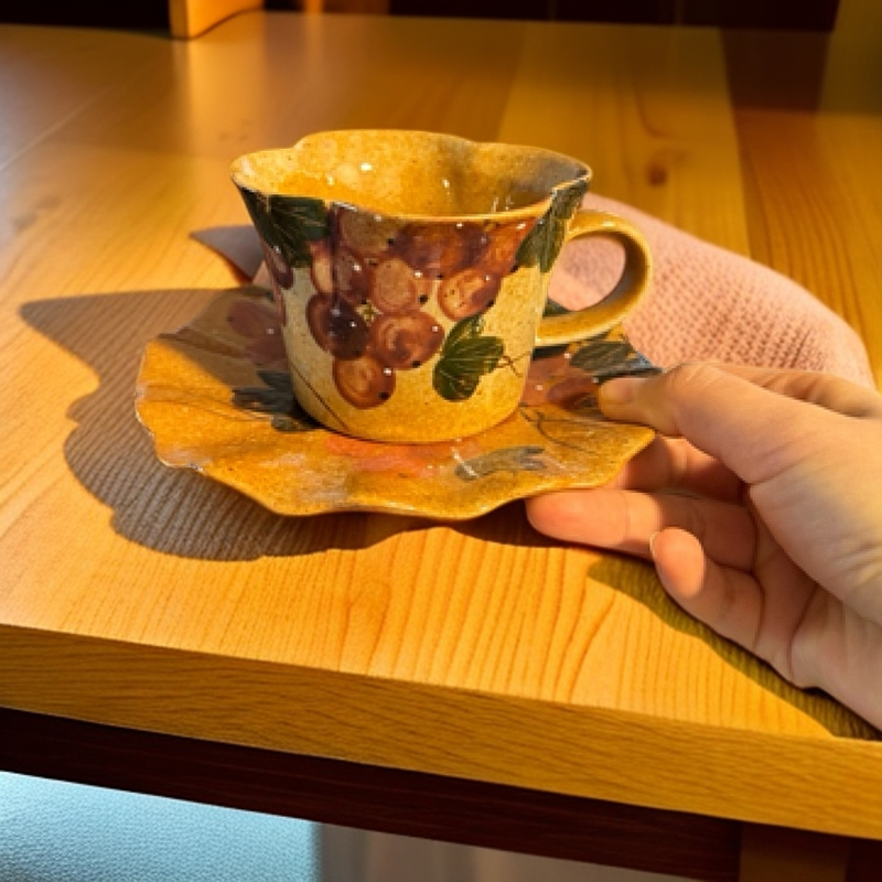 景德镇手工手绘高温釉下咖啡杯套装