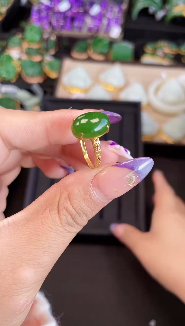 【闪购商品】和田玉戒指18K金镶嵌多样性发一