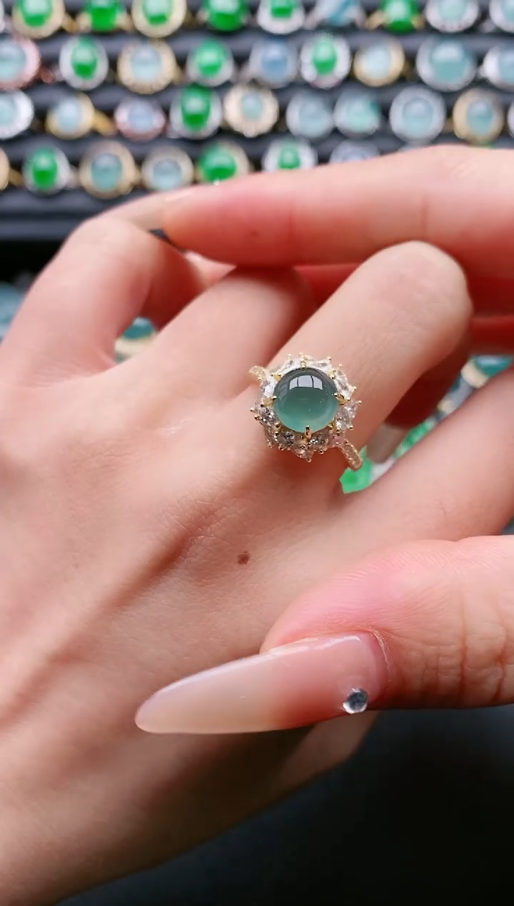 【闪购商品】翡翠戒指银S925镶嵌111111
