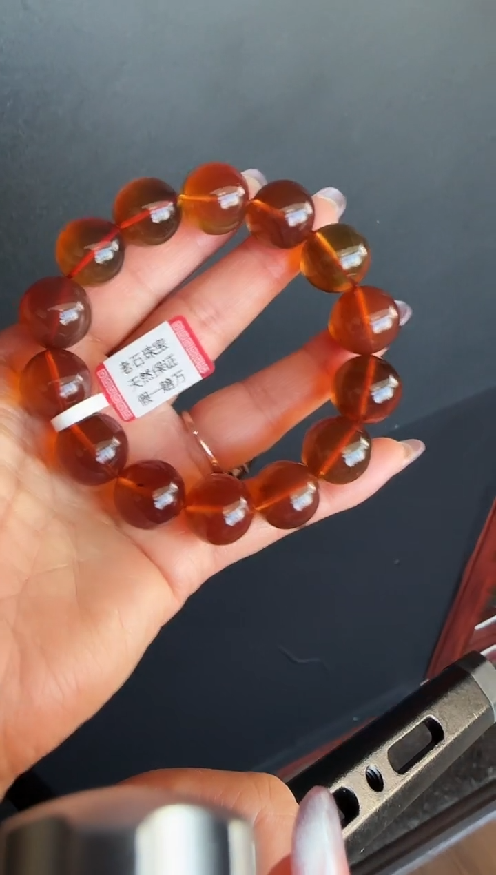 手串琥珀未镶嵌#13缅甸琥珀紫罗兰手串16mm