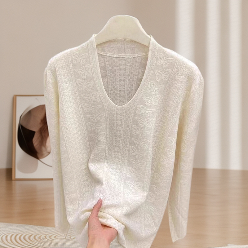  猫猫家【新款4.6】F2针织慵懒宽松气质上衣时尚百搭圆领