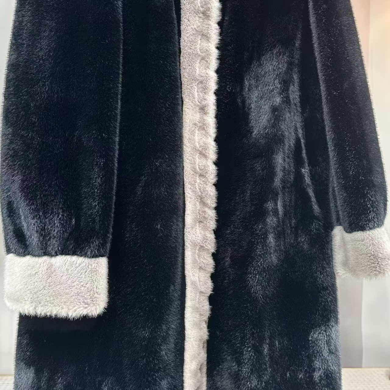 【精品大衣】方领长款仿貂绒气质大衣