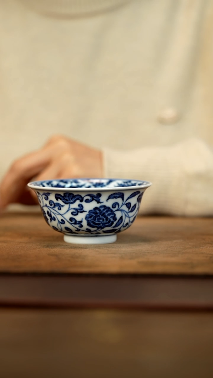 【闪购商品】青花缠枝龙凤主人杯