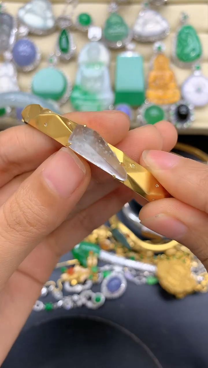 翡翠手镯18K金镶嵌528 -中国好珍宝