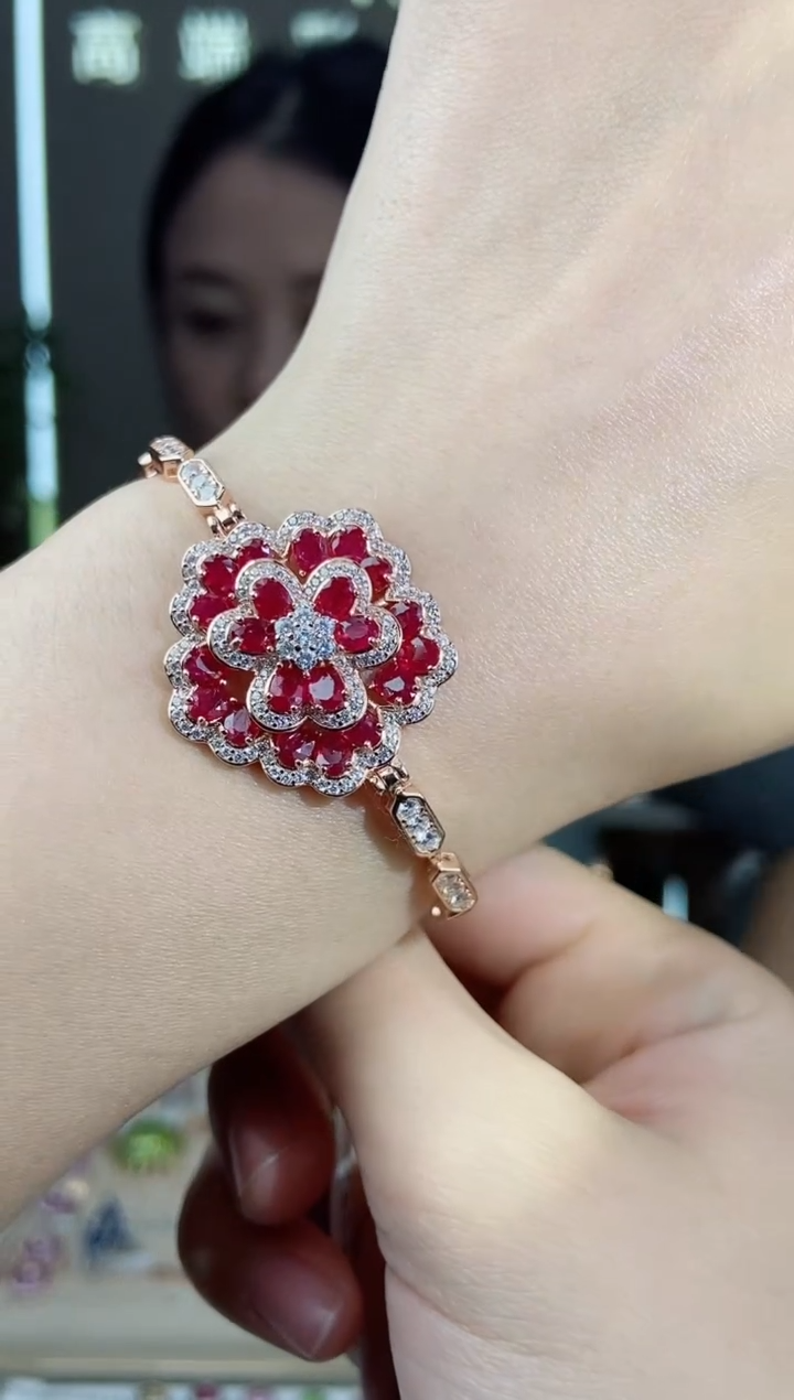 【闪购商品】红宝石手链银S925镶嵌手链