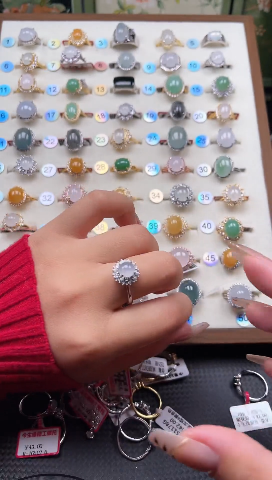 【闪购商品】翡翠耳饰银S925镶嵌天然A货翡翠戒指