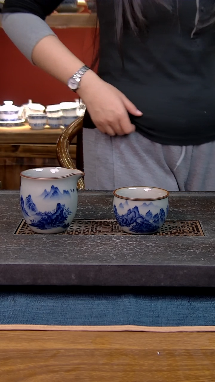 模*简装家用款2件套 老陶泥开片纹陶瓷茶具