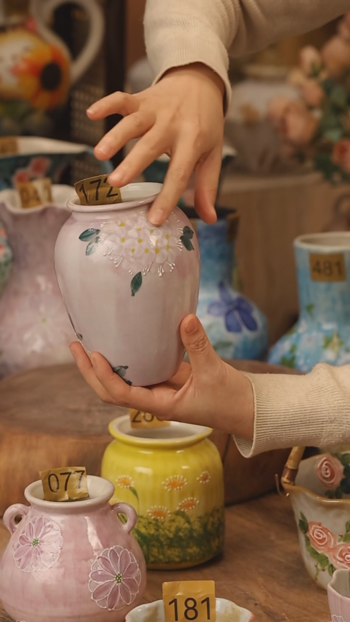 陶瓷景德镇设计师手作花器摆件侘寂风@M172@