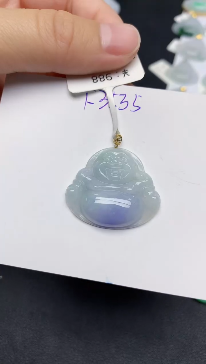 颈饰18K金镶嵌翡翠天然缅甸A货翡翠百元以上9元证书费自理