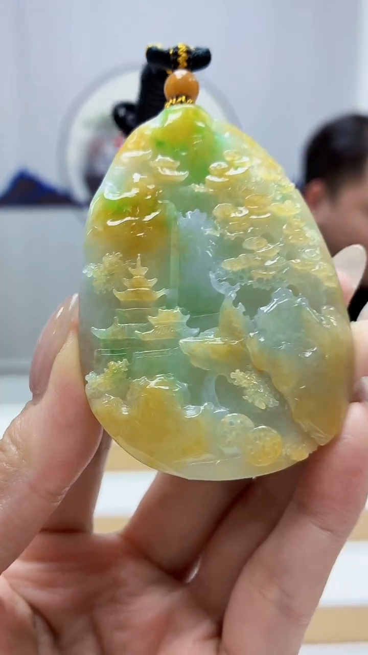 未镶嵌定制翡翠5060MM-毛货挂件76