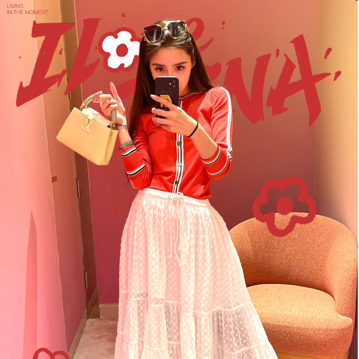 未使用 LouisVuitton/路易威登 条纹logo开衫 红色/XS