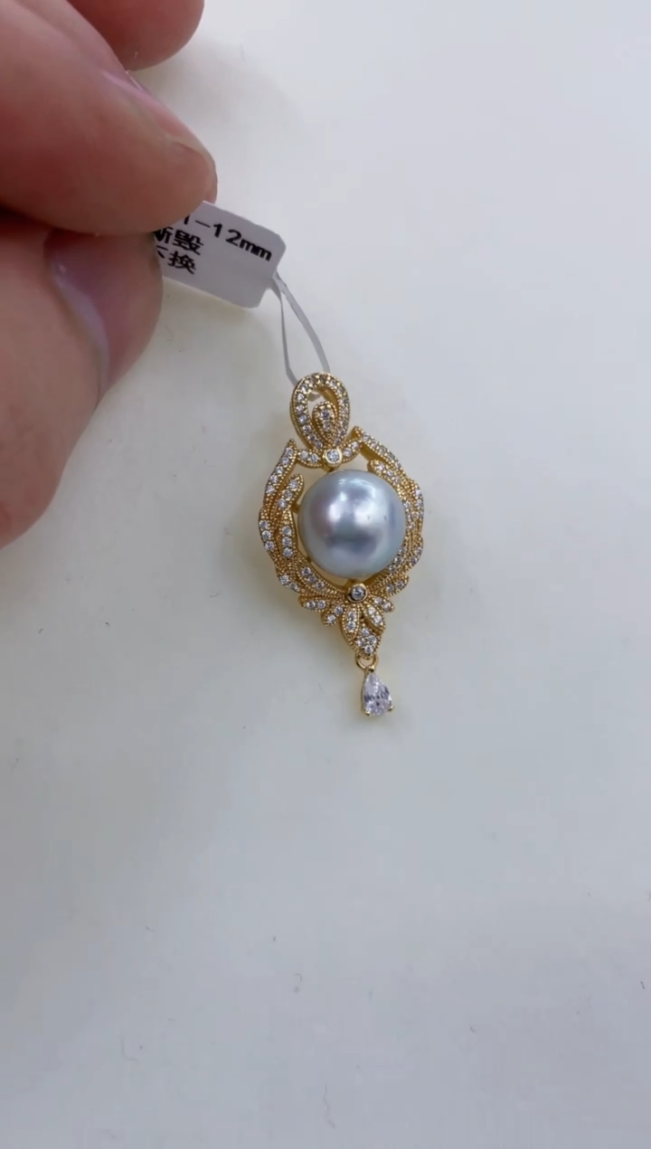 颈饰银S925镶嵌海水珍珠 