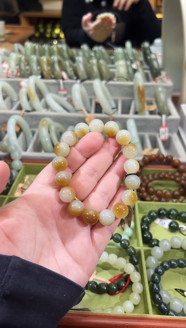 未镶嵌手串和田玉若羌糖黄口手串卡12