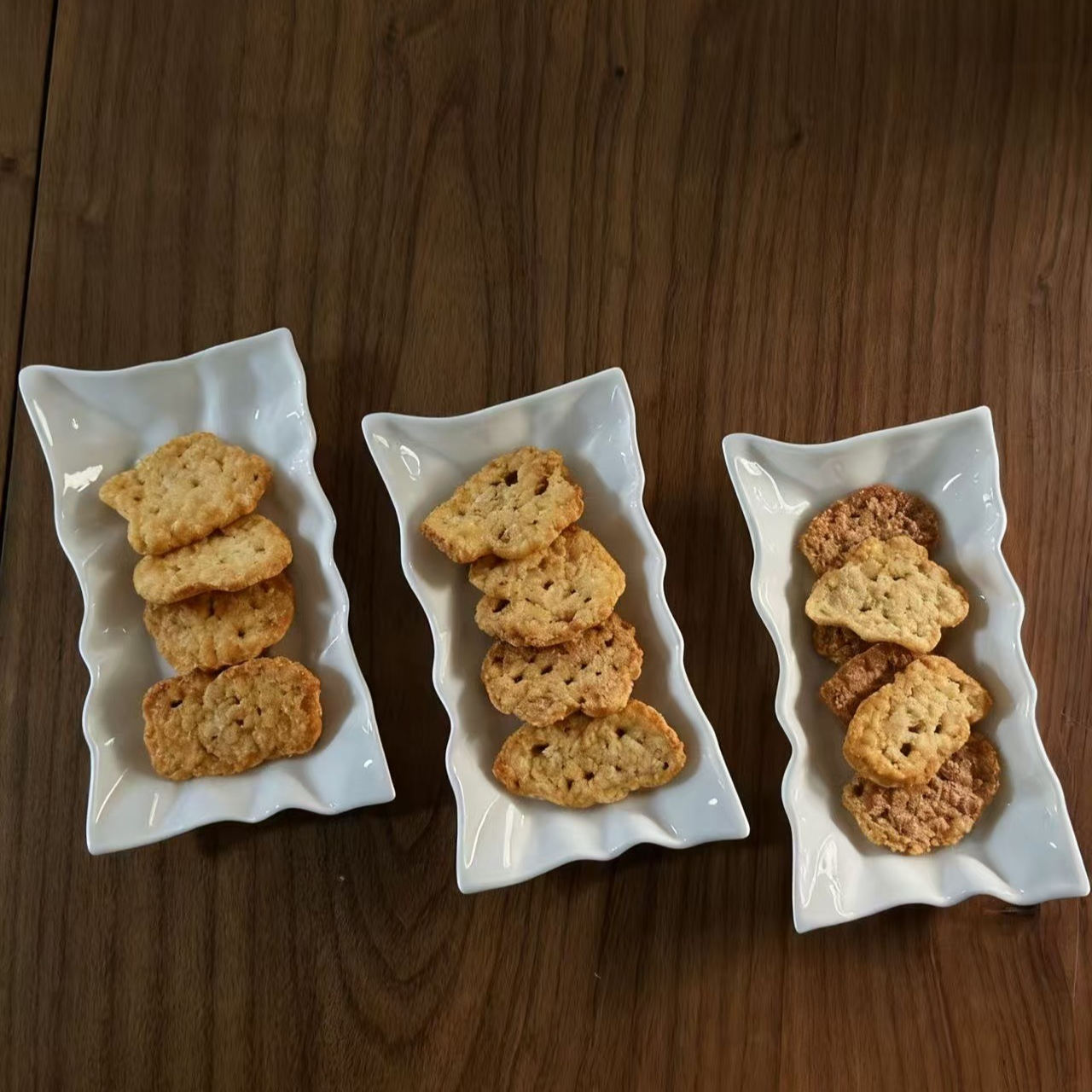 (三只装)骨瓷褶皱长方盘组合 家用创意甜品点心盘套装