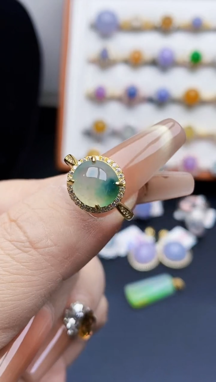 银S925镶嵌戒指翡翠0347