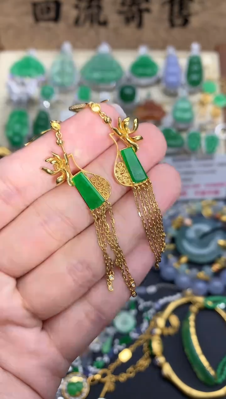 【闪购商品】翡翠耳饰18K金镶嵌522-中国好珍宝