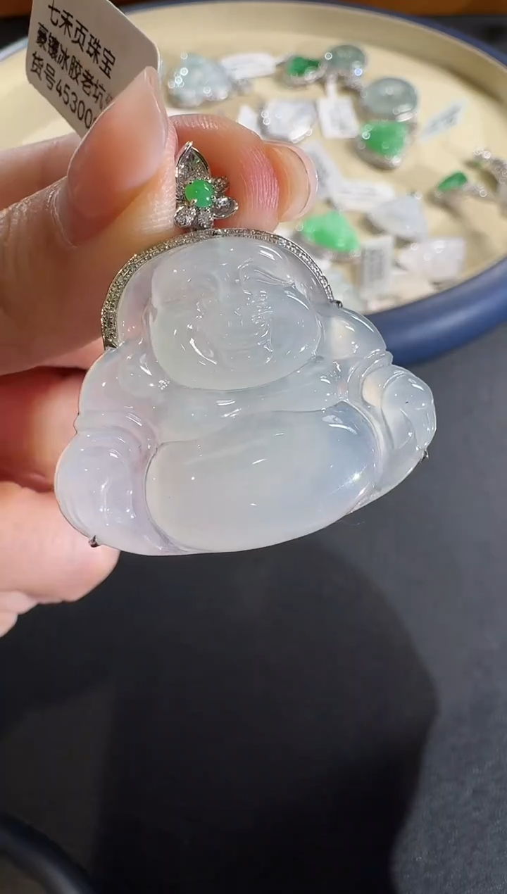 【闪购商品】翡翠吊坠(不含链)18K金镶嵌【源头工厂】钻石镶嵌