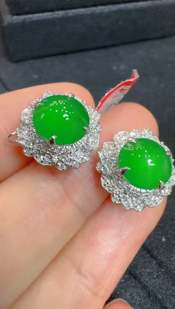 翡翠18K金镶嵌耳饰多样性团购发一件