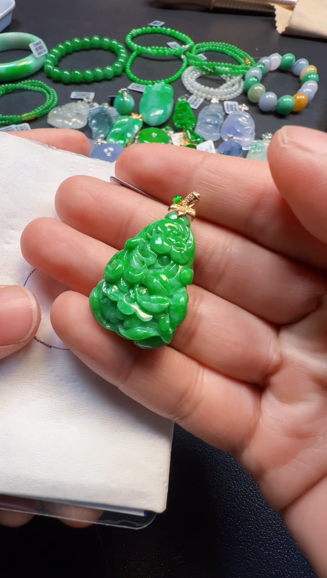 【闪购商品】定制翡翠18K金镶嵌1980一