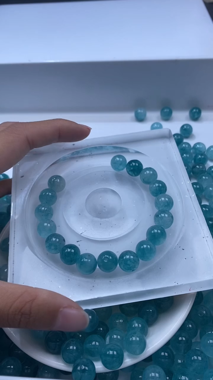 颈饰未镶嵌水晶W2988-蓝色碧玺10mm*10颗