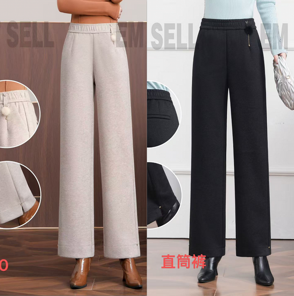 冬季加厚松紧腰九分裤洋气直筒裤女裤2870