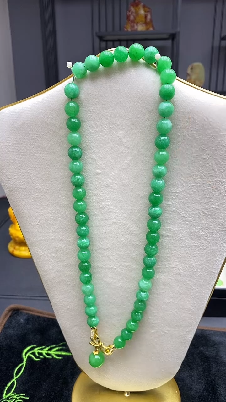 翡翠未镶嵌毛衣链【浠家定制】缅甸料高端10mm毛衣链