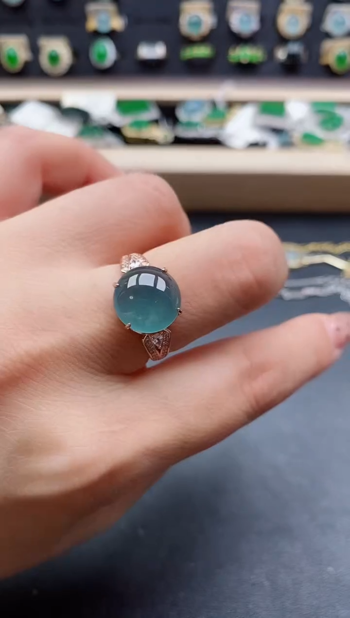 银S925镶嵌戒指翡翠1