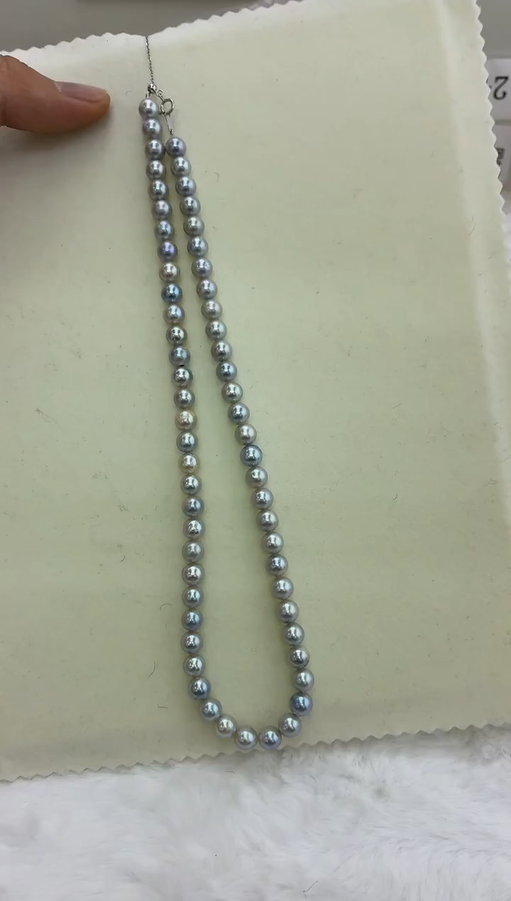 未镶嵌DA海水珍珠灰珠串链6-7 BQ451