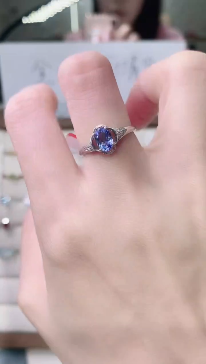 【闪购商品】坦桑石戒指银S925镶嵌47-5不退不换