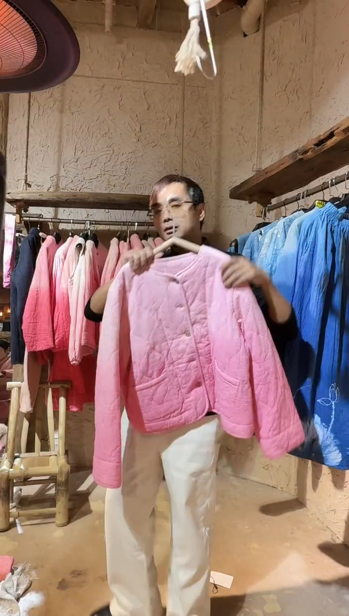 粉染植物染麻料棉服