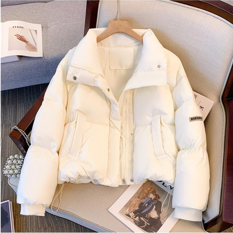 米白色立领面包羽绒服女短款小个子2025冬季新款高级感超好看外套
